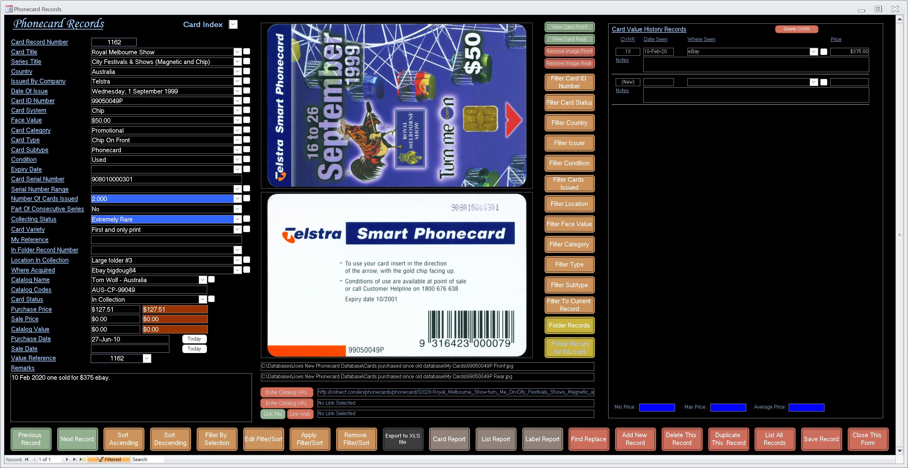 Phonecard Collector Database